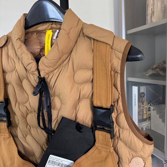 Moncler x Salehe Bembury Sierpinski Down Vest Layered Canvas Gilet 3 NEW Jacket - Picture 2 of 7